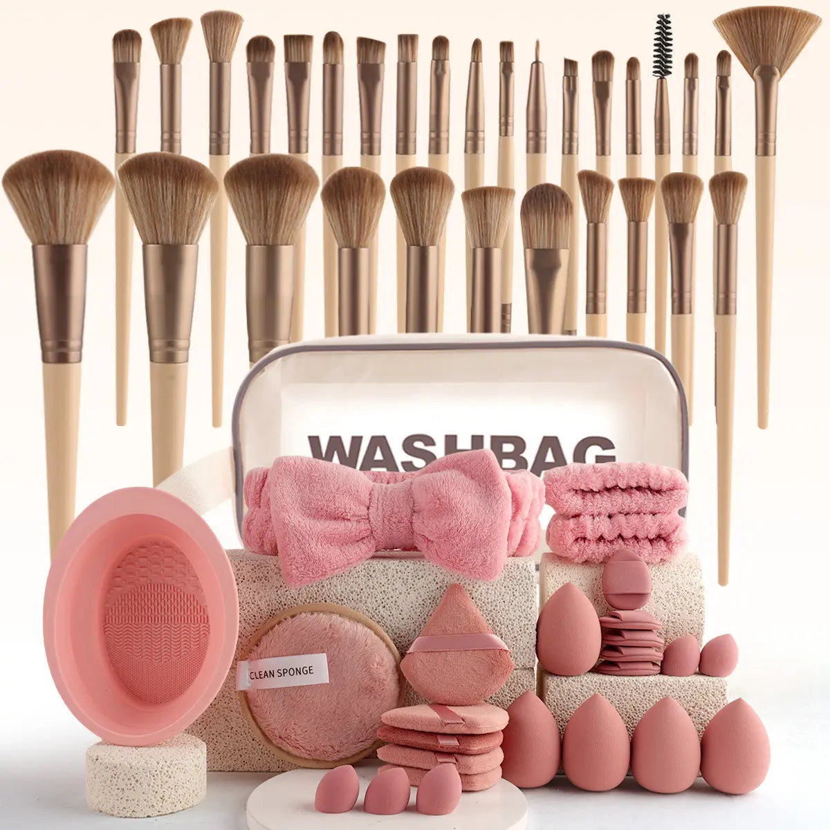 Face Makeup Tool Set, Portable Travel Facial Makeup Blending Brush & Cleansing Tool Kit for Daily Use, Professional Makeup Tools for Women