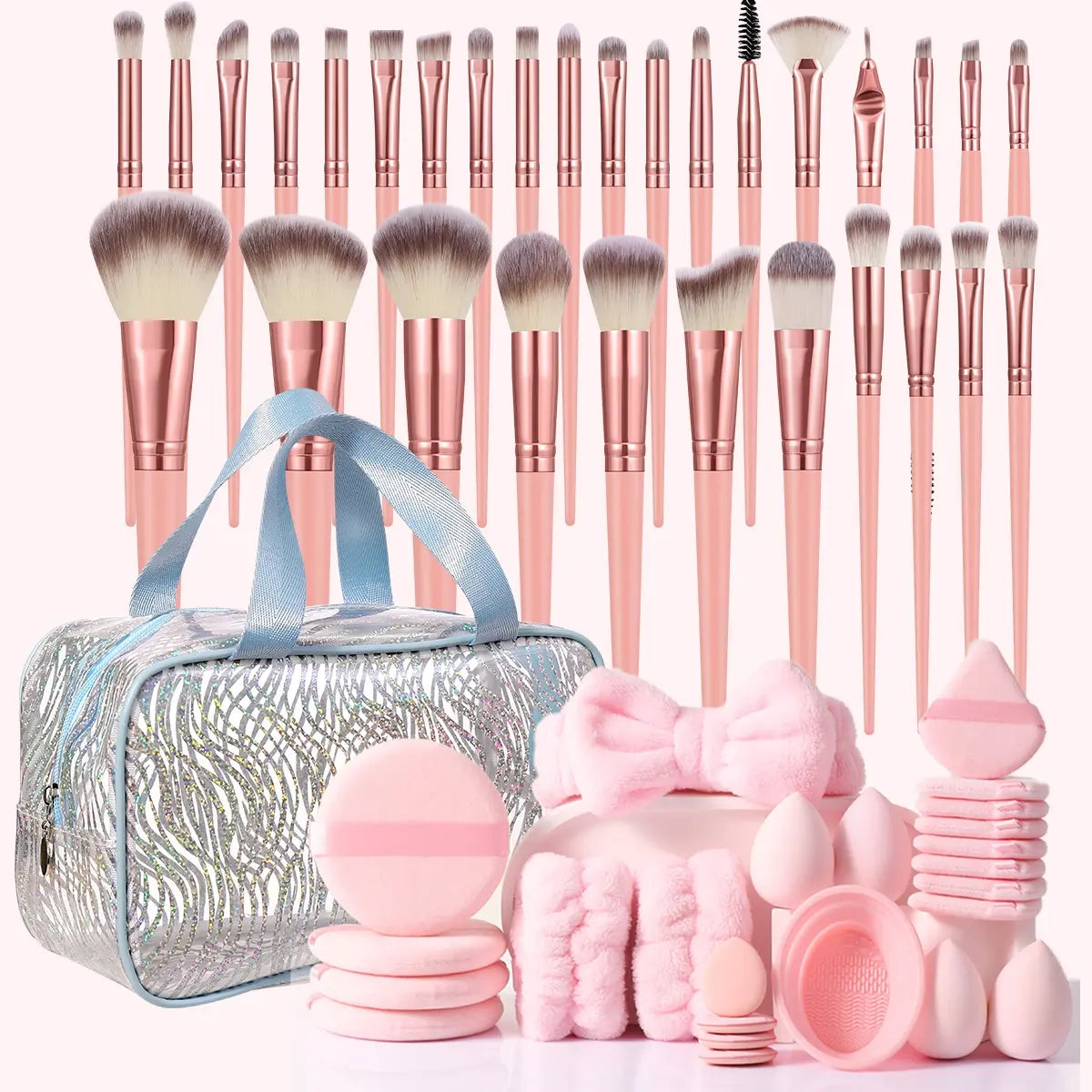Face Makeup Tool Set, Portable Travel Facial Makeup Blending Brush & Cleansing Tool Kit for Daily Use, Professional Makeup Tools for Women