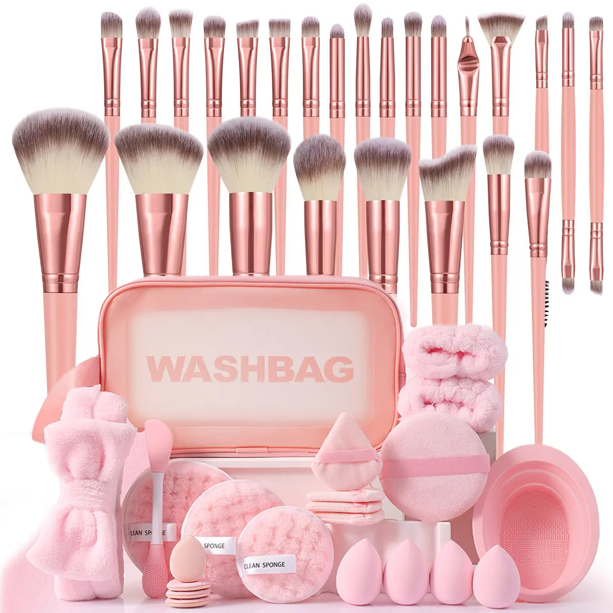 Face Makeup Tool Set, Portable Travel Facial Makeup Blending Brush & Cleansing Tool Kit for Daily Use, Professional Makeup Tools for Women