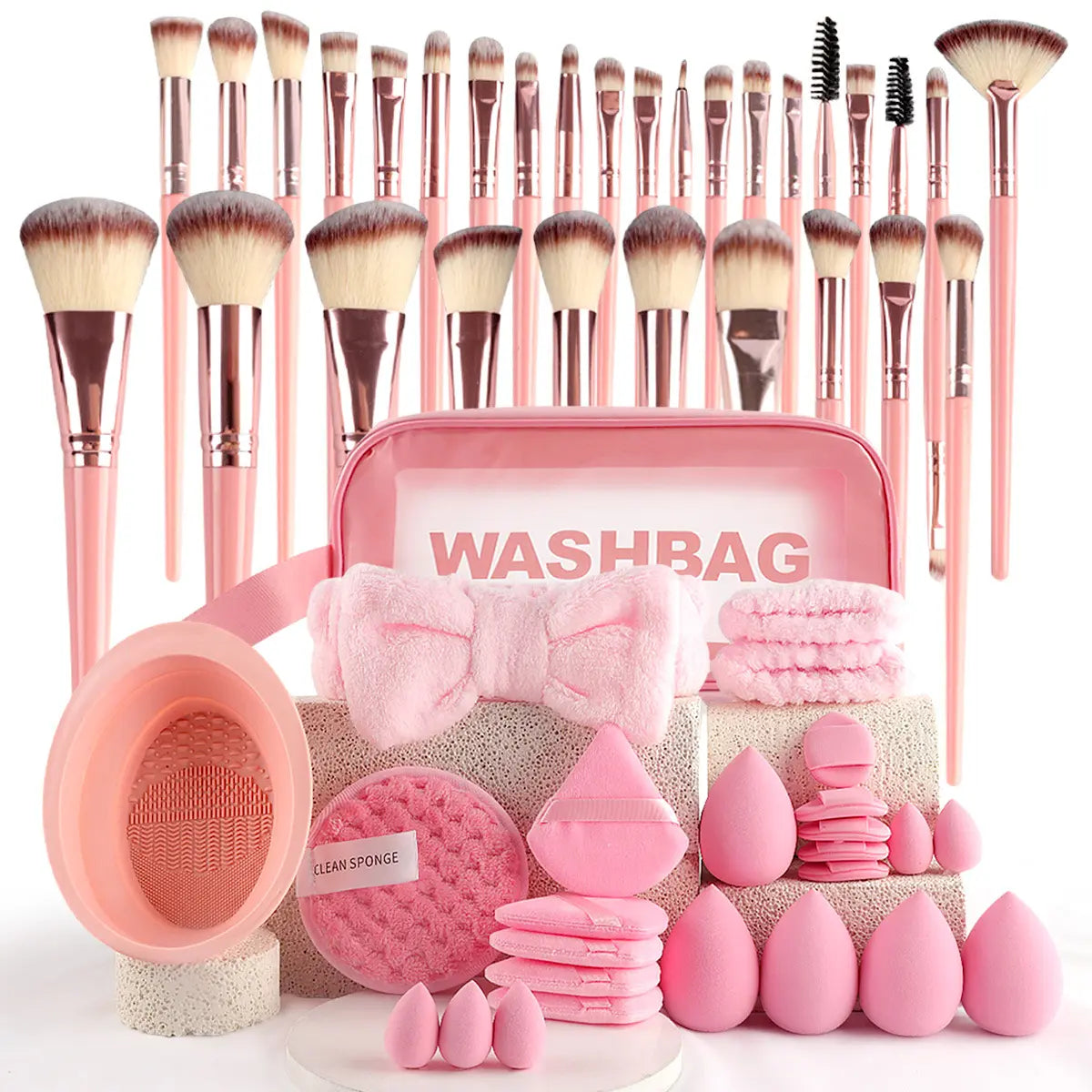 Face Makeup Tool Set, Portable Travel Facial Makeup Blending Brush & Cleansing Tool Kit for Daily Use, Professional Makeup Tools for Women