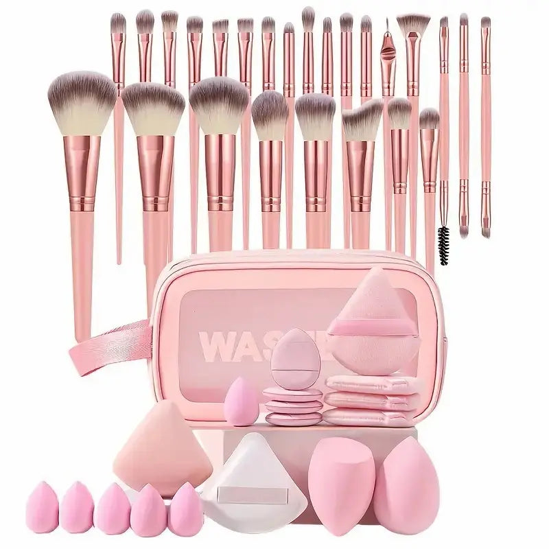Face Makeup Tool Set, Portable Travel Facial Makeup Blending Brush & Cleansing Tool Kit for Daily Use, Professional Makeup Tools for Women