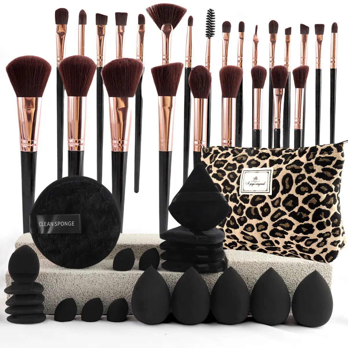 Face Makeup Tool Set, Portable Travel Facial Makeup Blending Brush & Cleansing Tool Kit for Daily Use, Professional Makeup Tools for Women