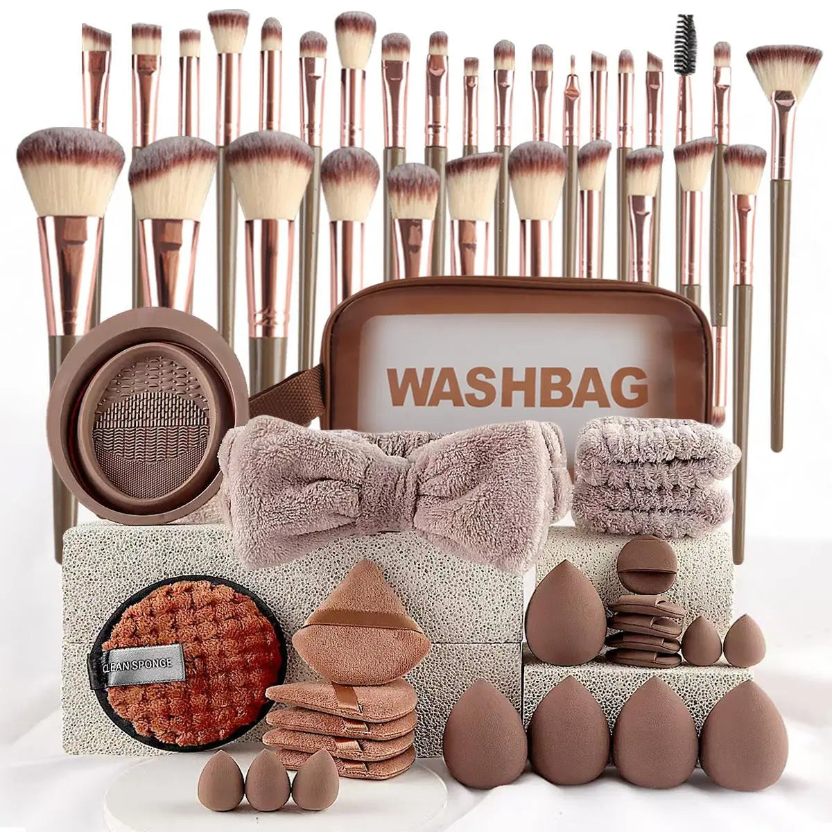 Face Makeup Tool Set, Portable Travel Facial Makeup Blending Brush & Cleansing Tool Kit for Daily Use, Professional Makeup Tools for Women