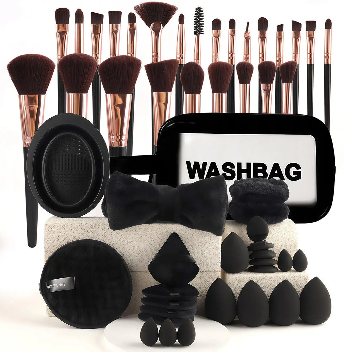 Face Makeup Tool Set, Portable Travel Facial Makeup Blending Brush & Cleansing Tool Kit for Daily Use, Professional Makeup Tools for Women