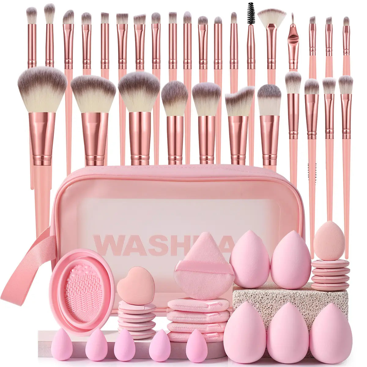 Face Makeup Tool Set, Portable Travel Facial Makeup Blending Brush & Cleansing Tool Kit for Daily Use, Professional Makeup Tools for Women