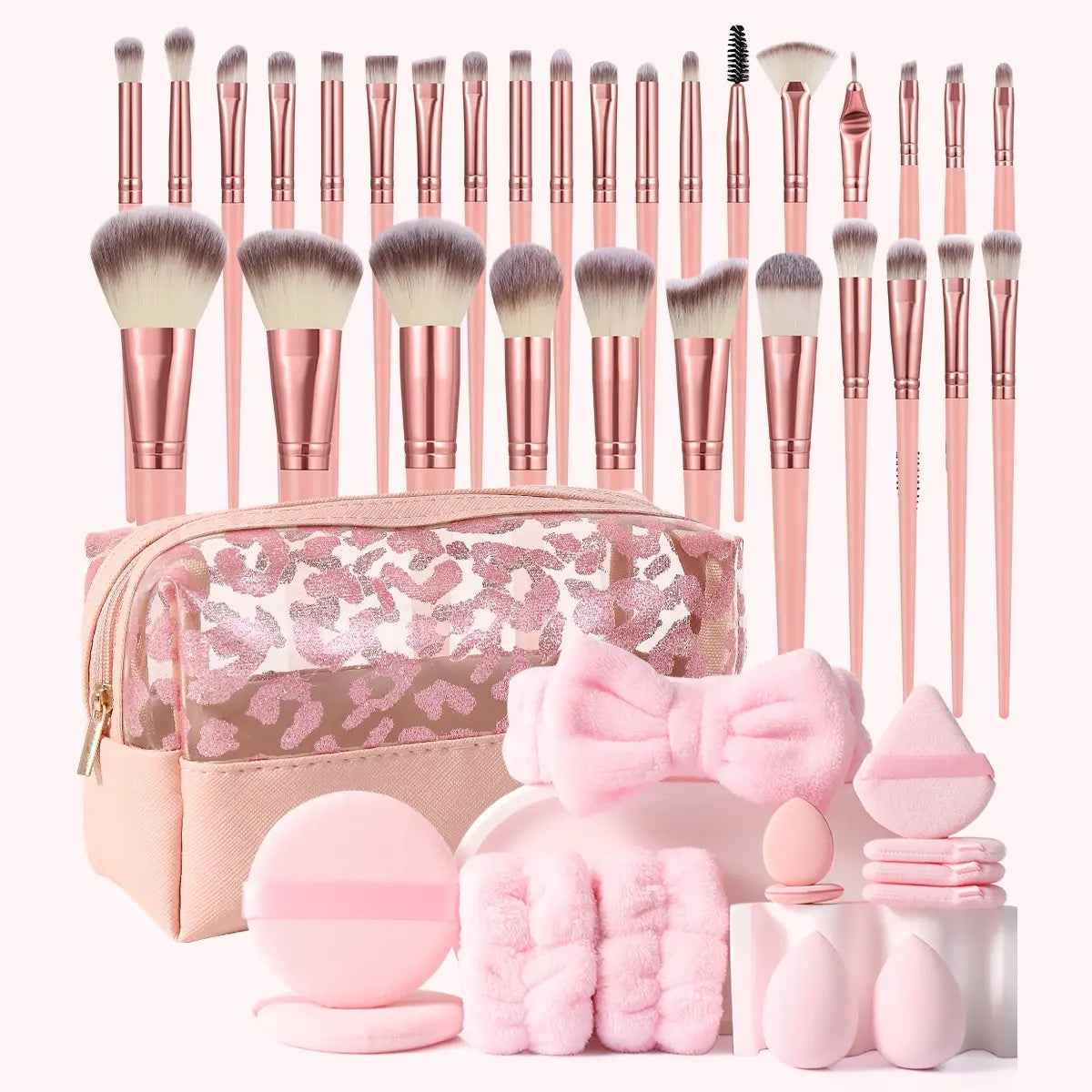 Face Makeup Tool Set, Portable Travel Facial Makeup Blending Brush & Cleansing Tool Kit for Daily Use, Professional Makeup Tools for Women