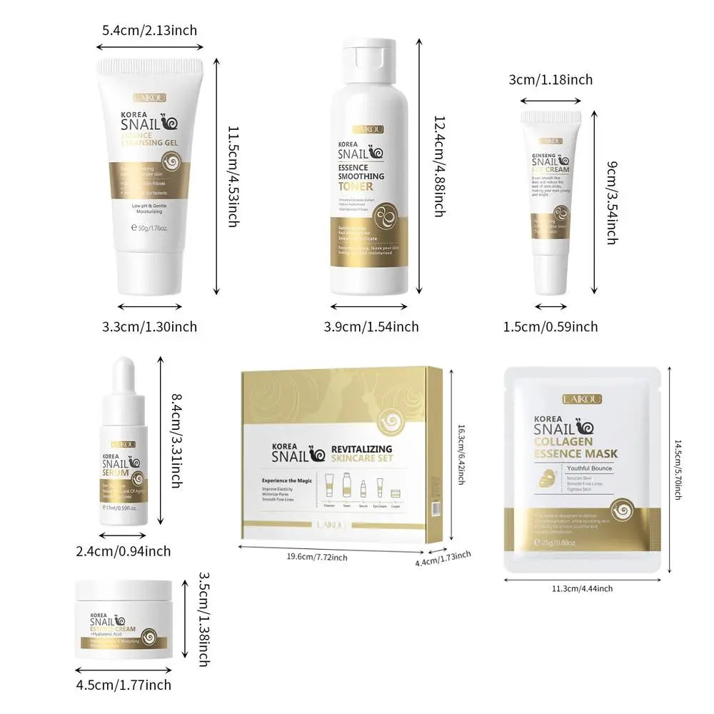 Snail Collagen Skin Care Kit, 1 Set Facial Cleanser, Toner, Serum, Eye Cream, Essence Cream and Mask, Moisturizing Hydrating Moisturize Hydrate Skin Care Set for Women