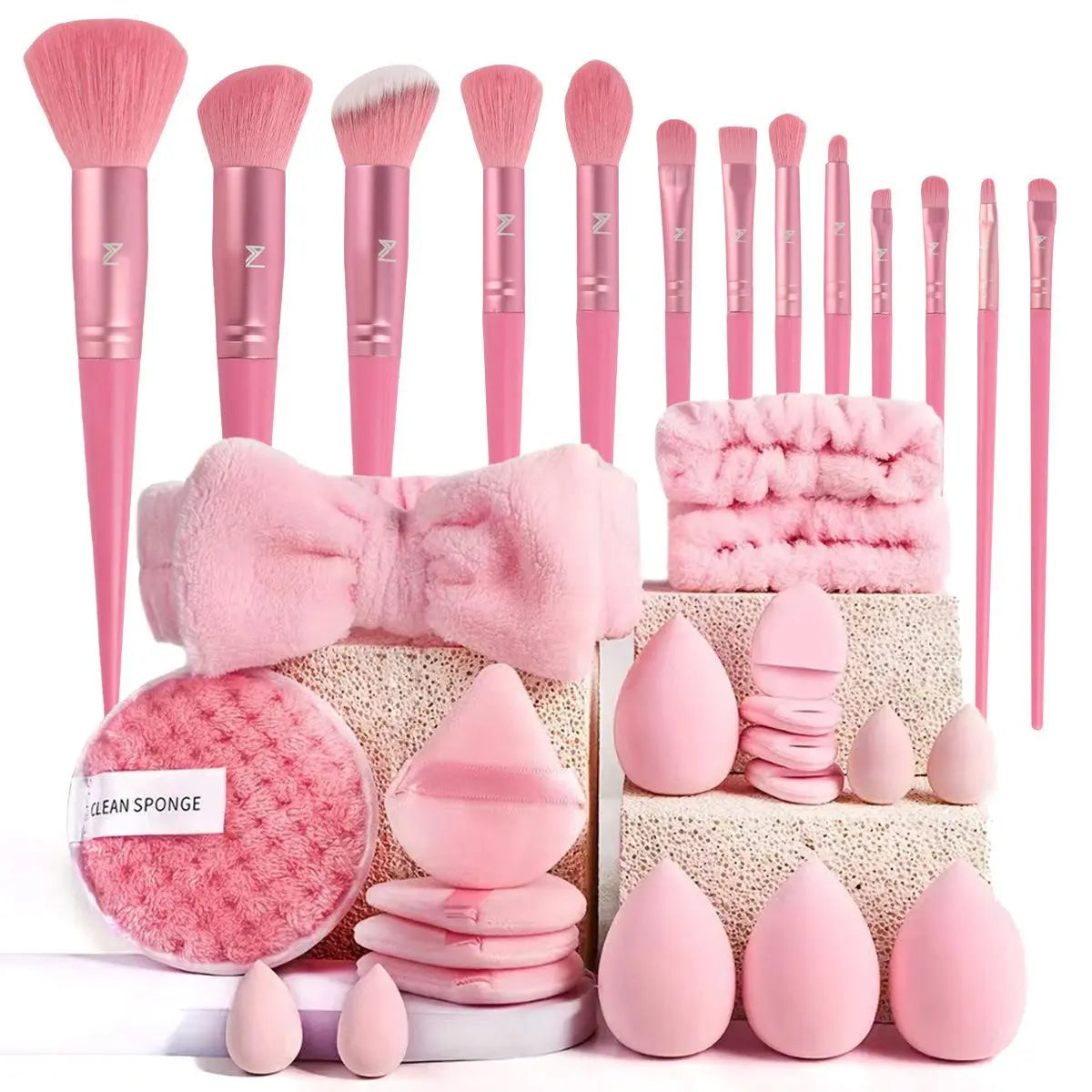 Face Makeup Tool Set, Portable Travel Facial Makeup Blending Brush & Cleansing Tool Kit for Daily Use, Professional Makeup Tools for Women