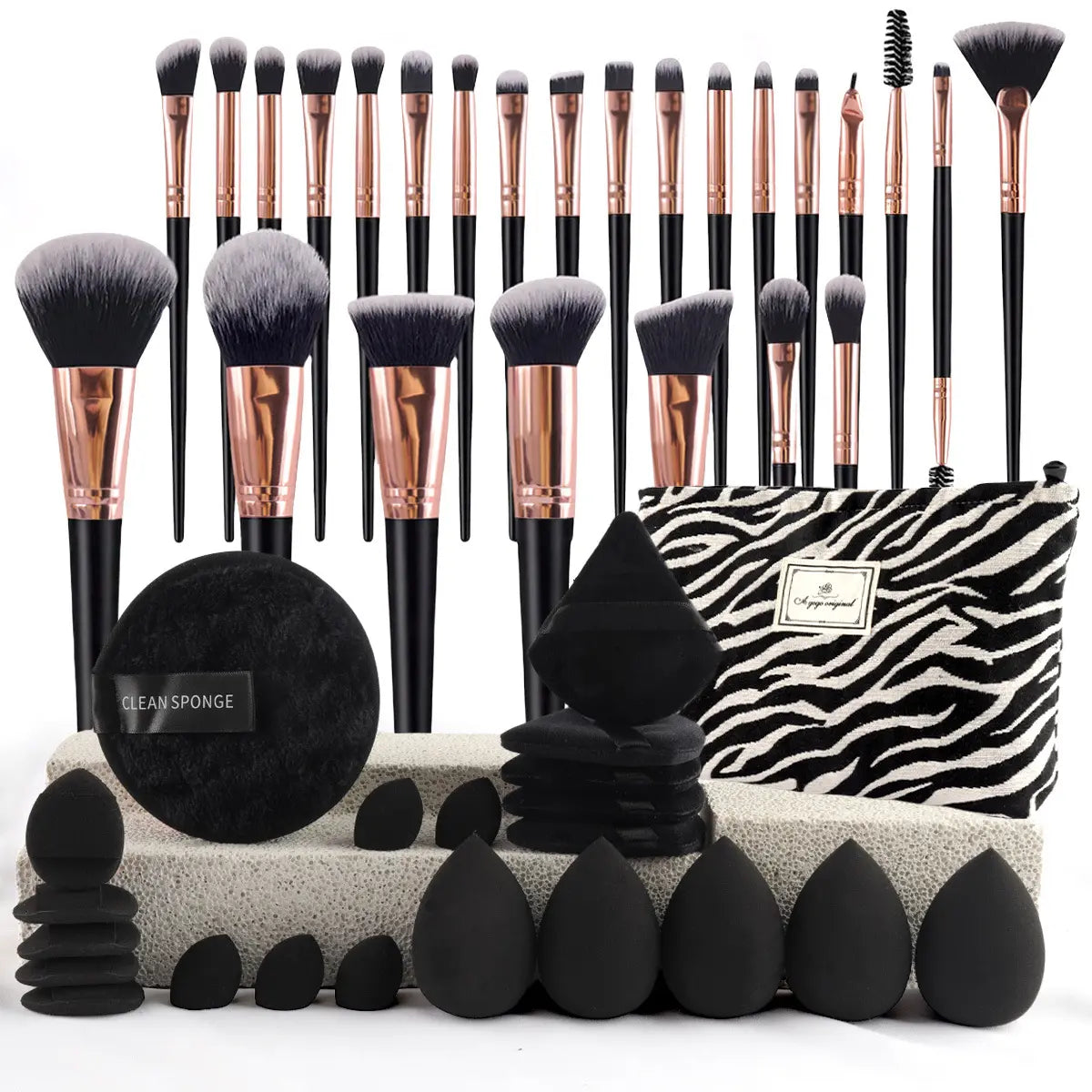 Face Makeup Tool Set, Portable Travel Facial Makeup Blending Brush & Cleansing Tool Kit for Daily Use, Professional Makeup Tools for Women