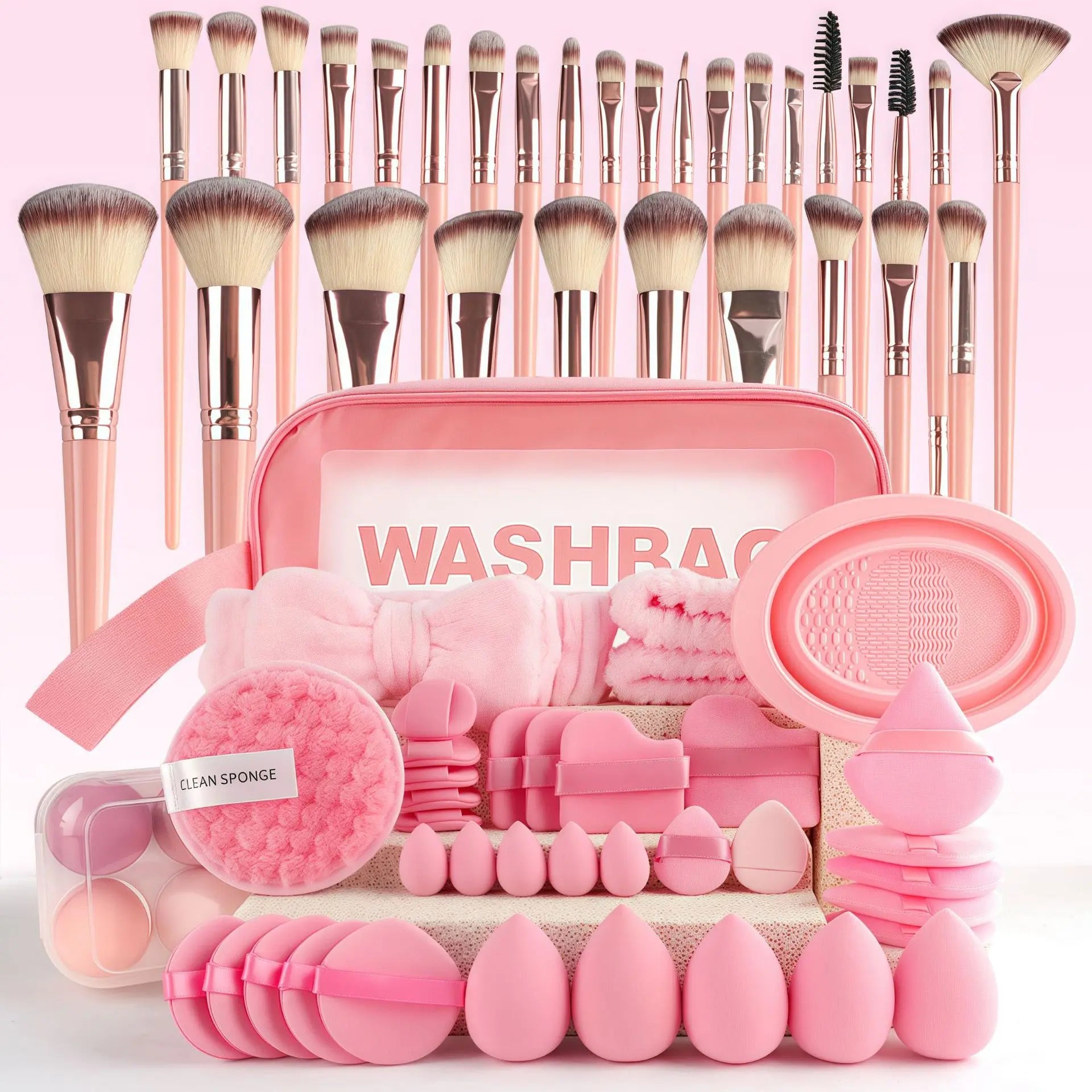 Face Makeup Tool Set, Portable Travel Facial Makeup Blending Brush & Cleansing Tool Kit for Daily Use, Professional Makeup Tools for Women