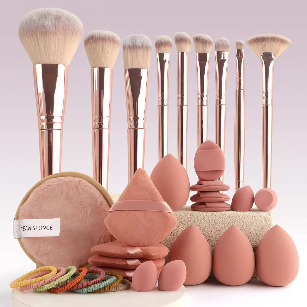 Face Makeup Tool Set, Portable Travel Facial Makeup Blending Brush & Cleansing Tool Kit for Daily Use, Professional Makeup Tools for Women