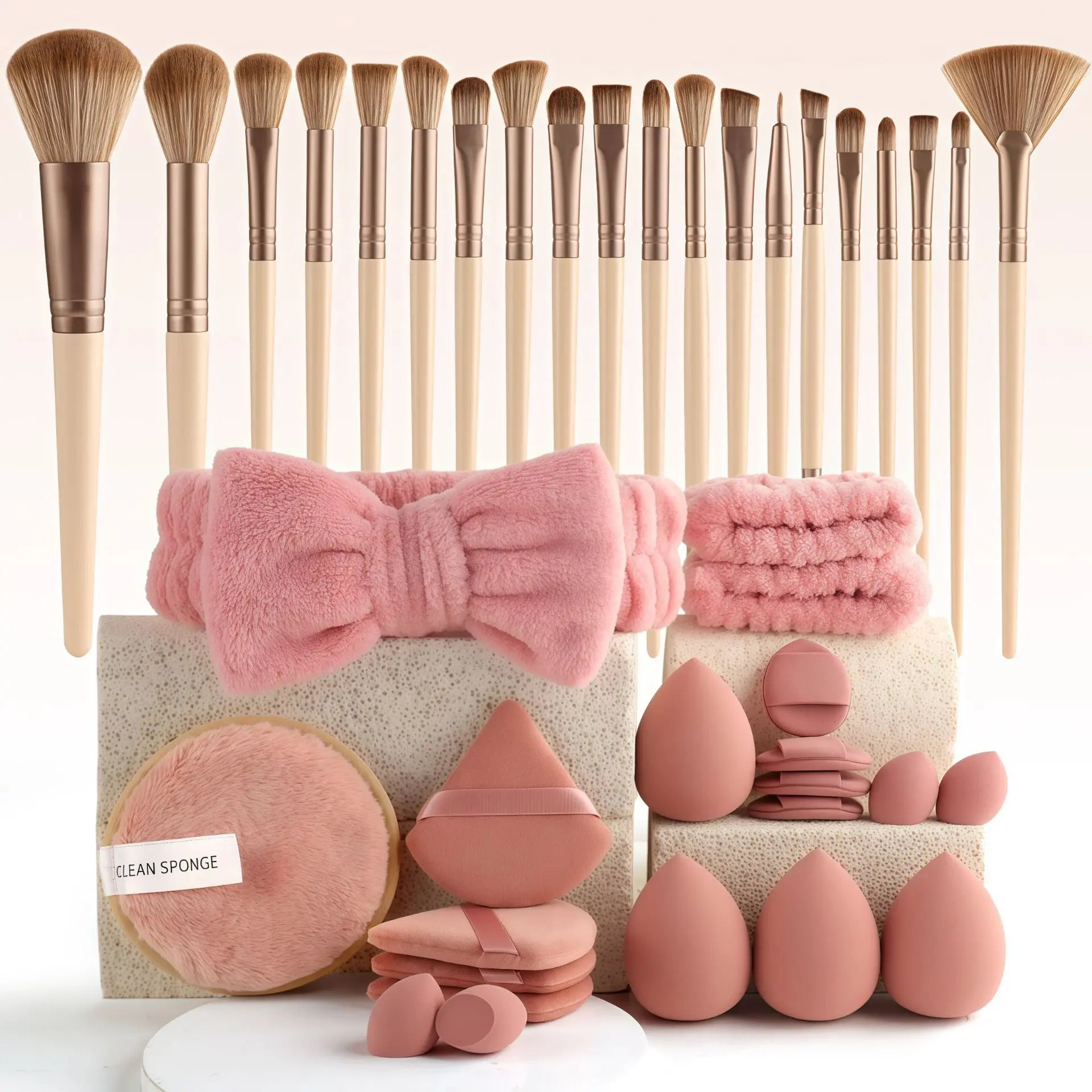 Face Makeup Tool Set, Portable Travel Facial Makeup Blending Brush & Cleansing Tool Kit for Daily Use, Professional Makeup Tools for Women