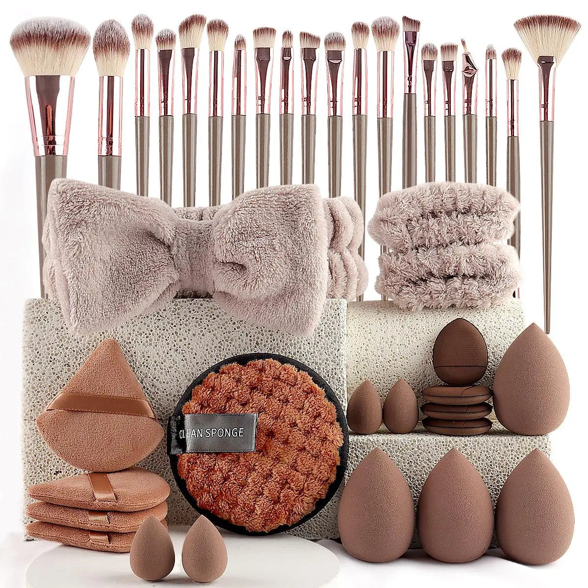 Face Makeup Tool Set, Portable Travel Facial Makeup Blending Brush & Cleansing Tool Kit for Daily Use, Professional Makeup Tools for Women