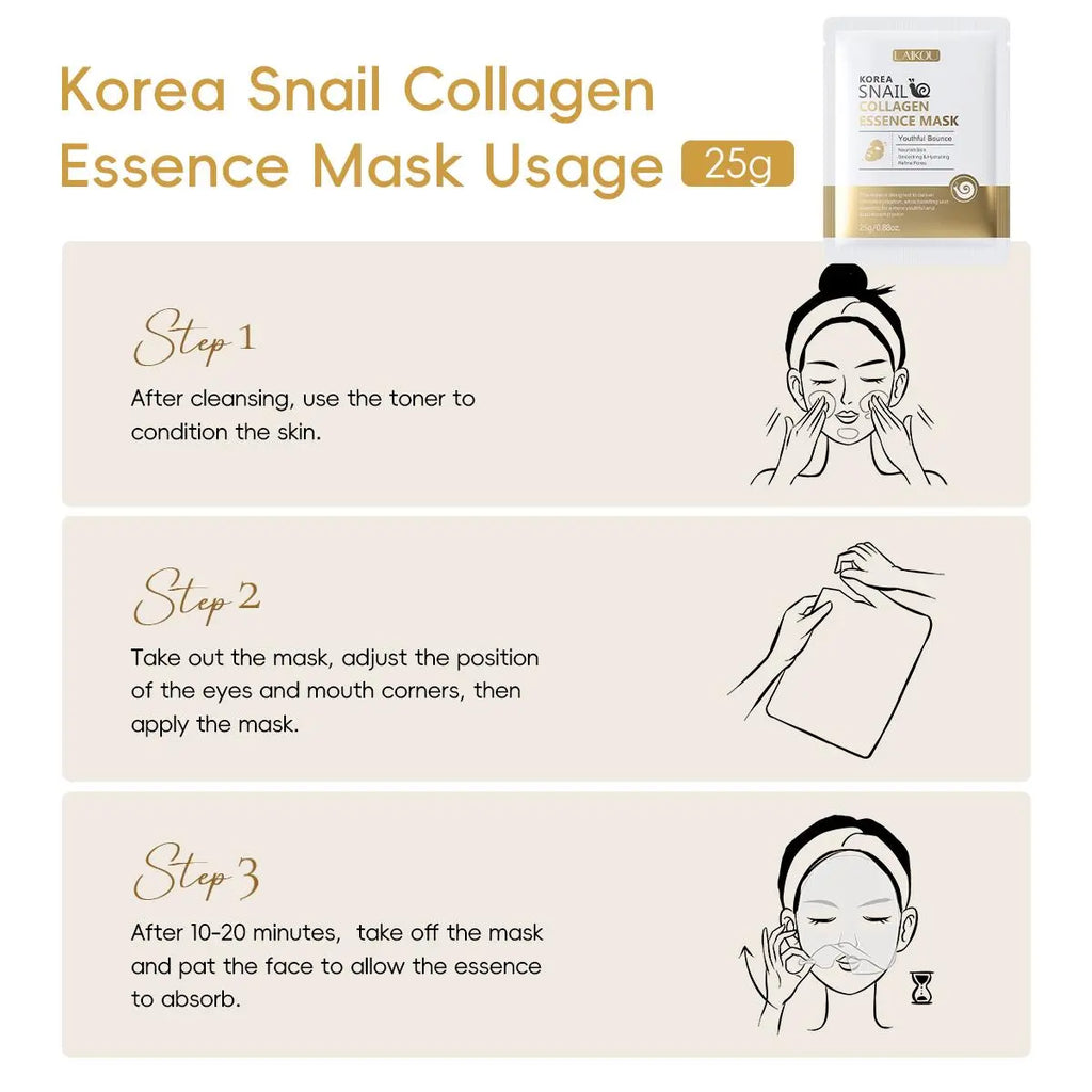 Snail Collagen Skin Care Kit, 1 Set Facial Cleanser, Toner, Serum, Eye Cream, Essence Cream and Mask, Moisturizing Hydrating Moisturize Hydrate Skin Care Set for Women