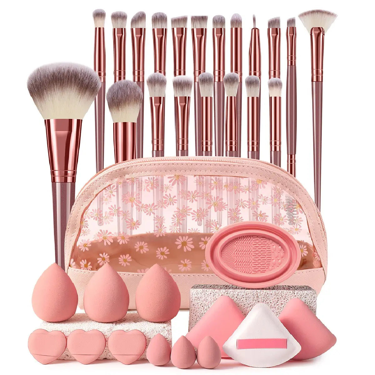 Face Makeup Tool Set, Portable Travel Facial Makeup Blending Brush & Cleansing Tool Kit for Daily Use, Professional Makeup Tools for Women